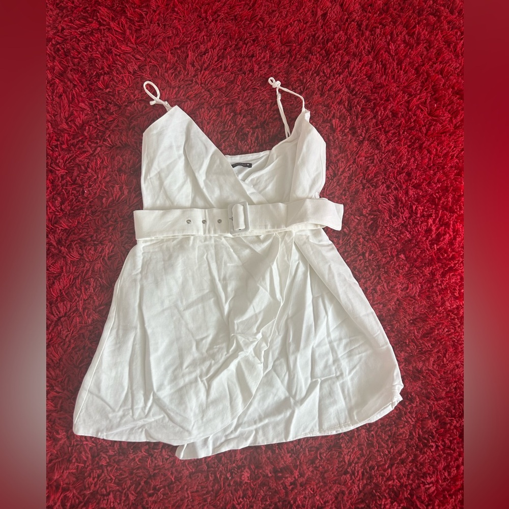 Zara White Belted Dress